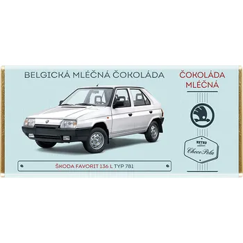 Čokoláda Čokoláda RETRO 100g "Škoda Favorit 136L" mléčná (Mléčná čokoláda - 32% obsah kakaa)