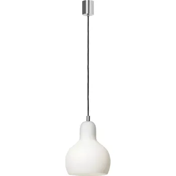 Kaspa 10875103 LONGIS WHITE - Závěsné svítidlo s bílým sklem, černý textilní kabel, 1 x E27, Ø 18,5cm (Závěsné svítidlo 1 x E27, vhodné i jako barové hotelové svítidlo)