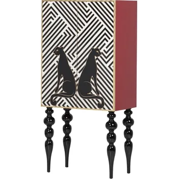 Designová dvoudveřová skříňka Pop Art Leopard 160cm červená