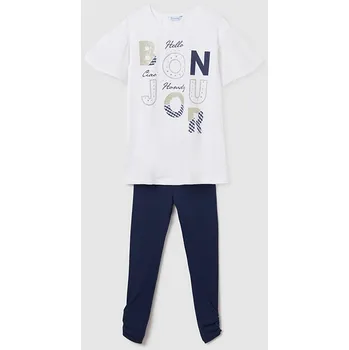 Dětská móda Mayoral Komplet tričko a kraťasy 6740 ružová, zelená barva: bílá, Rozměr: 157 (14 let)