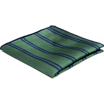 Kravata Zelený hedvábný kapesníček do saka s dvojitým navy proužkem - Trendhim