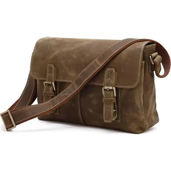 Hnědá kožená brašna přes rameno Messanger - Delton Bags