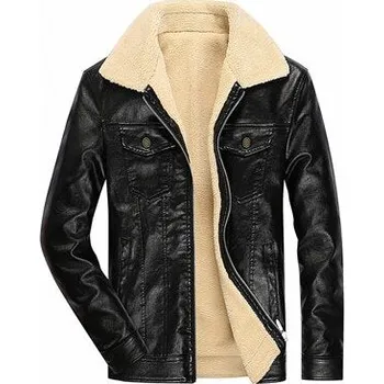 Moto bunda Kožená bunda s náprsnými vreckami a kožušinovou podšívkou Barva: Černá, Velikost: 4XL