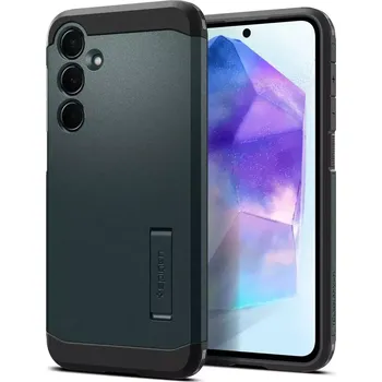 Pouzdro na mobilní telefon Odolné silikonové pouzdro SPIGEN Tough Armor na mobil Samsung Galaxy A35 5G - zelené se stojánkem (Silikonový kryt či obal SPIGEN Tough Armor na mobilní telefon Samsung Galaxy A35 5G zelené)