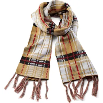 Šála Kostkovaná šála z&nbsp;recyklované bavlny v&nbsp;pískové a červené barvě - Sidegren