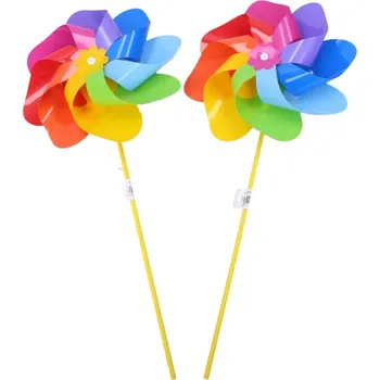 Létající drak Teddies Větrník průměr 22cm barevný duhový plast 47cm