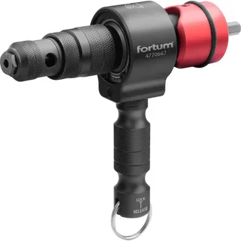 Nýtovací pistole FORTUM Nástavec nýtovací na vrtačku T-COMBO, sada pro matice M3-M12 i trh. nýty 2,4-6,4mm, CrMoV
