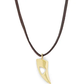 Náhrdelník Kožený náhrdelník Zub s výřezem ve zlaté barvě - Lucleon