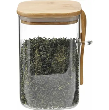 Maxxo skleněná dóza Bamboo s lžičkou, 1 l, čirá