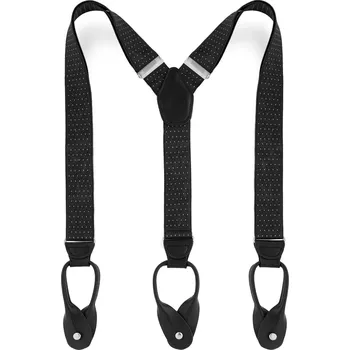 Kšandy Široké černé puntíkované šle na knoflíky - Trendhim