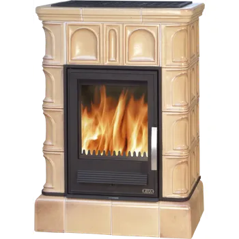 Krbová kamna Kachlová kamna na dřevo ABX BRITANIA KP 12,4 kW,tabakbraun, kachlový sokl, teplovodní výměník 6,9 kW 594451TPL