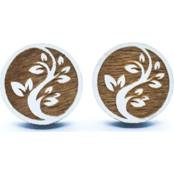 Náušnice Pehucraft dřevěné náušnice strom života Jin Jang ph0007