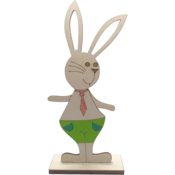 Velikonoční dekorace Pehucraft Dřevěný velikonoční zajíček pan ELEGÁN