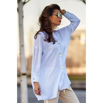 Dámská košile Oversize košile s dlouhým rukávem a volným střihem A263 Barva: Bílá, Velikost: L/XL