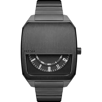 Hodinky Hoc | Hodinky z nerezové oceli v šedé barvě gunmetal s polovičním ciferníkem - Otsu