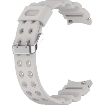 Příslušenství k chytrým hodinkám eses Silikonový dvojřadý dírkovaný řemínek pro Samsung Galaxy Watch 4, 5, 6, 7 - Šedý, 20 mm