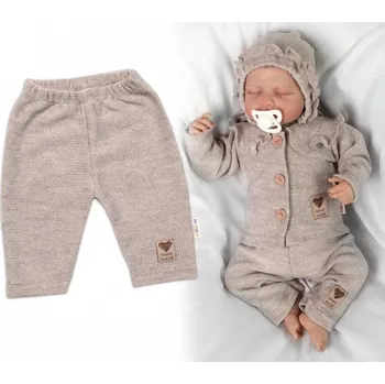Pletené kalhoty Hand Made Girl, Baby Nellys, béžové, Velikost koj. oblečení 56 (1-2m)