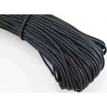 Voskovaná oděvní šňůra - černá - průměr 0,23 cm