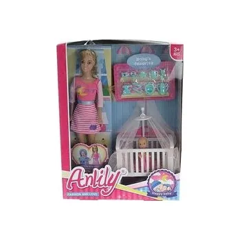 Panenka Lalka 29cm z łóżeczkiem i mini lalką