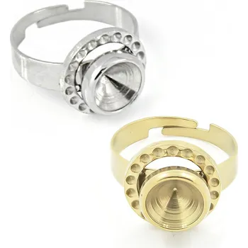 Materiál na výrobu šperku Prstýnkový základ s lůžky 1,5mm a 8mm - 1ks - Nerez SL