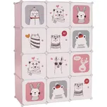 Dětská modulární skříň, růžová / dětský vzor, NURMI