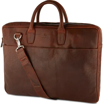 Cestovní taška Hnědá kožená taška Montreal Executive se dvěma zipy - Lucleon