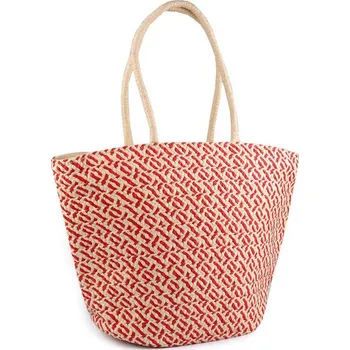 Plážová taška Letní / plážová taška z papírové slámy 34x45 cm 2 červená