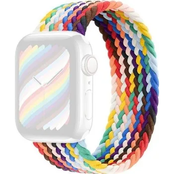 Řemínek na hodinky Nylonový řemínek s copánkovým vzorem pro Apple Watch 42mm / 41mm / 40mm / 38mm - L - duhový