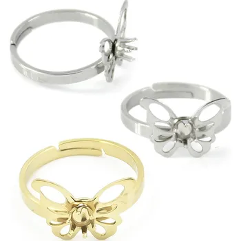 Materiál na výrobu šperku Prstýnkový základ motýlek s lůžkem 3mm - 1ks - Nerez SL