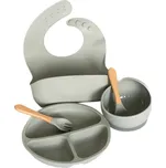PupyHou Dětská silikonová jídelní sada PupyHou, 5-dílná Barva: Grey (šedá)