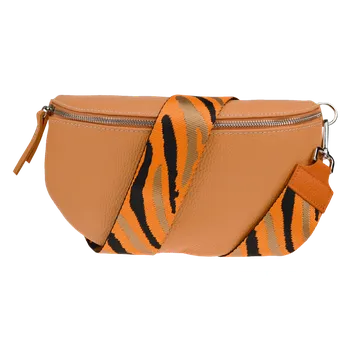 NovaKabelka.cz Kožená italská crossbody kabelka Reni Grande Arancio s přídavným popruhem III