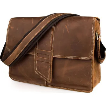 Hnědá brašna z broušené kůže - Delton Bags