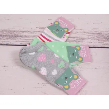 CNB BERLIN SADA 3 PÁRY Ponožky DE 56175 nízké kotníkové proužky šedé se srdíčky a zelenkavé se srdíčky 3 ks velikosti ponožek: 15-17 (EUR vel. 23-26)