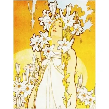 Dekorativní magnet Alfons Mucha magnet Lily