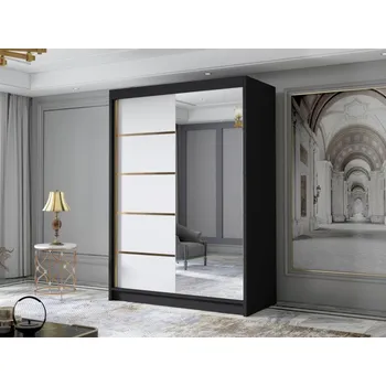 Šatní skříň Šatní skříň se zrcadlem Virento III 120, Barva: černá / bílá MIRJAN 5903211331572