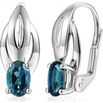 Náušnice Visací zlaté náušnice Athena osazené London blue topazy Materiál: Bílé zlato