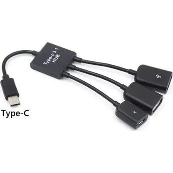 Datové redukce OTG adaptér 3v1 s USB hubem - Typ C