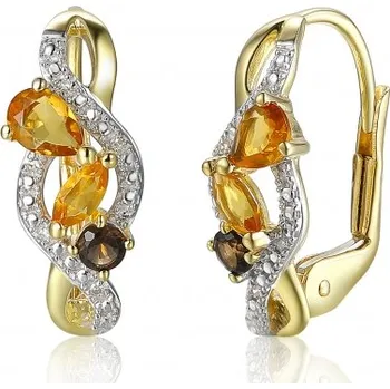 Náušnice Diamantové zlaté náušnice Astrid s pravými kameny Materiál: Kombinované zlato, Druh kamene: Citrín a záhněda