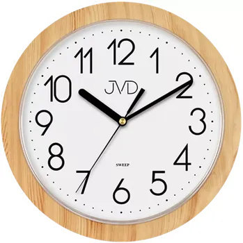 Hodiny Nástěnné netikající tiché hodiny JVD quartz H612.18 imitace dřeva světlé