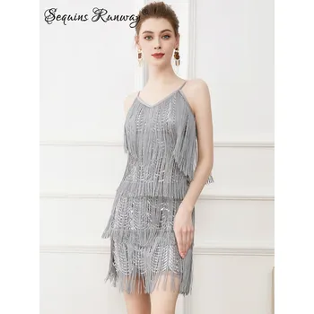 Dámské šaty Klubové krátké šaty Sequins SQ603 Velikost: S, Barva (Varianta): 23051-šedá