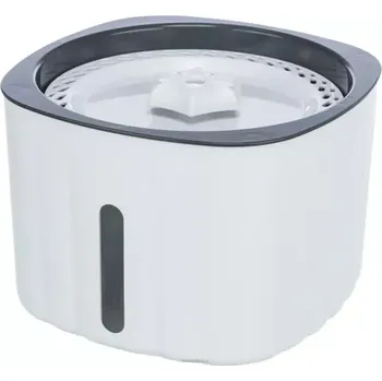 Miska pro psa Pítko / fontánka FLOWER, 2 l/18,5 × 13 × 18,5 cm, plast, bílá/šedá