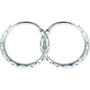 Náušnice GEMMAX Zlaté náušnice Kroužky Ø 15 mm, diamantový brus, bílé zlato – zlatý šperk ryzosti 585/1000 v Dárkovém balení s Certifikátem GLEWN-15-63501