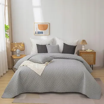 Přehoz na lůžko Oboustranný přehoz na postel šedá barva Seba (Z)