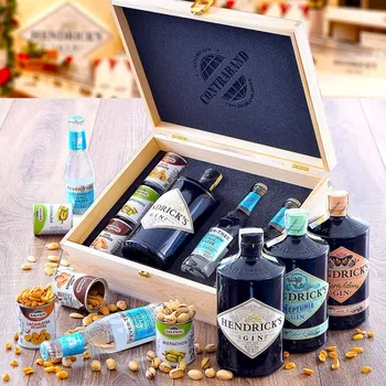 Dárkový potravinový koš Hendricks Gin dárkové balení pro muže, tátu, přítele, dědu, strýce, švagra k narozeninám, výročí, svátku, vánocům Standardní víko