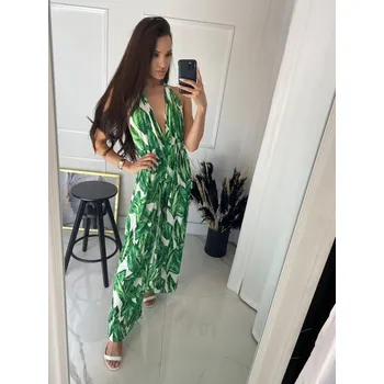 Dámský overall Dámský letní dlouhý overal bílo-zelený, VELIKOST UNI ( S, M , L )