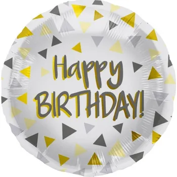 Balónek Foliový balonek Happy Birthday - triangles 45 cm