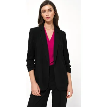 Dámské sako Elegantní značkové sako bez zapínání Z49 NIFE - Černé XXL Barva: Černá, Velikost: 2XL