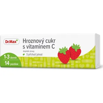 Cukrovinka Dr. Max Hroznový cukr s vitaminem C jahoda 14 pastilek