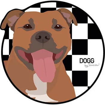 Samolepící dekorace DOGG Samolepka Stafordšírský bulteriér - kruh s barevným pozadím