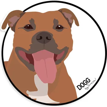 samolepka DOGG Samolepka Stafordšírský bulteriér - kruh s bílým pozadím